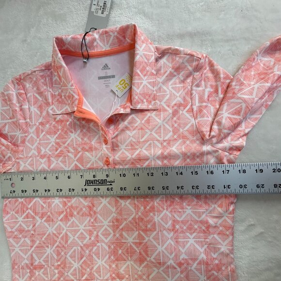 Adidas UPF 50 Long Sleeve Golf Polo Shirt Pacific Dunes Geometric Small New $70 - Picture 7 of 8
